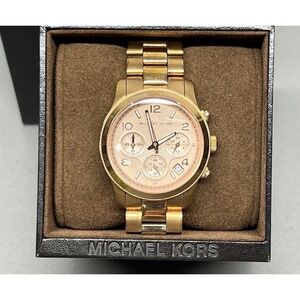 Michael Kors Runway MK5128 Rose Gold Tone Womens Watch New Battery
